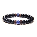 Bracciale energetico yoga uomo con perline nere opache e accenti in marmo blu - Stile Perline Nere Opache con Marmo Blu (FD0170-19cm)