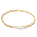 Bracelet perlé bohème en or 18 carats avec perle de culture blanche naturelle pour femme - Or
