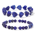Perlenarmband-Set aus Lapis-Lazuli mit Herzform und silbernen Akzenten - Lapislazuli Herz Stil (FK2737)