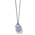 Macro shot of irregular natural blue lapis lazuli stone pendant with black cord - Dark Blue (CCD192)