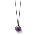 Natural raw amethyst pendant necklace with adjustable black cord and irregular purple stone - Purple (CCD190)
