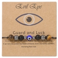 Bracciale di perline Occhio di bue con occhio di tigre e ossidiana su cartoncino - Stile Blu Classico (CCA302)