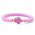 Bohemian purple Heishi bead bracelet featuring a turtle pendant and gold accents - Light Purple Style (CCA250-19cm)