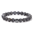 Pulsera clásica de cuentas de ojo de tigre de 8mm para hombre con cilindro pulido - Labradorita