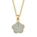 Gold stainless steel chain necklace with light green petal clover pendant for women - Pale Green Stone (CCD002)