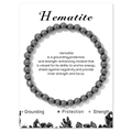Polished 6mm hematite beaded stretch bracelet on a white grounding display card - Hematite (CC1390)