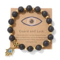 Détail de la main de Hamsa et de l'œil protecteur sur bracelet en pierre de lave - Style Pierre de Lave (CCA175)