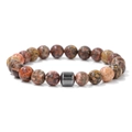 Pulsera para hombre de cuentas de ojo de tigre y jaspe leopardo 8mm con hematita gris - Jaspe Piel de Leopardo
