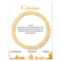 Natural yellow citrine 6mm crystal bead elastic bracelet on white product card - Citrine (CC1393)