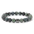 Pulsera clásica de ojo de tigre verde de 8mm con una elegante cuenta separadora de hematita - Variscita
