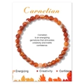 Energizing 6mm natural carnelian beaded stretch bracelet with translucent orange finish - Red Striped Agate (CC1395)
