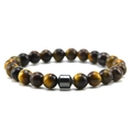 Pulsera de cuentas de ojo de tigre con un cilindro de hematita metálica para hombre - Ojo de Tigre