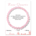 6mm natural rose quartz crystal bead bracelet with informational display card - Rose Quartz (CC1396)