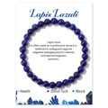 Lapis Lazuli 6mm natural stone beaded bracelet with 22 deep blue beads on description card - Lapis Lazuli (CC1397)