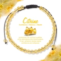 Detail eines 4mm Citrin-Perlenarmbands mit verstellbarer schwarzer Kordel und Geschenkkarte - Citrin Stil (CCB070)