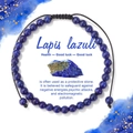 Handgefertigtes Lapis-Lazuli-Armband mit verstellbarer Kordel auf einer Geschenkkarte - Lapislazuli Stil (CCB072)