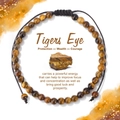 Détail d'un bracelet en perles d'oeil de tigre 4 mm avec cordon tissé à la main réglable - Style Œil de Tigre Jaune (CCB076)