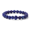 Deep blue natural lapis lazuli beaded bracelet with central heart-shaped stone bead - Lapis Lazuli Heart
