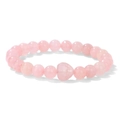 Handgefertigtes Stretch-Armband mit rosa Natursteinperlen und einem herzförmigen Anhänger - Rosenquarz Herz