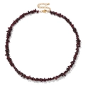 Irregular dark red natural crystal stone necklace with golden lobster clasp - Irregular Chip Stone Necklace (CZ0115) / Garnet