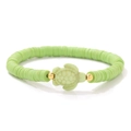 Bohemian light green Heishi bead bracelet featuring a green turtle charm and gold accents - Light Green Style (CCA251-19cm)