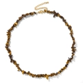 Irregular tiger eye natural crystal chip bead necklace with adjustable golden clasp - Irregular Chip Stone Necklace (CZ0116) / Yellow Tiger Eye