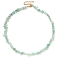 Irregular light green natural stone beaded necklace with gold lobster clasp and chain - Green Aventurine