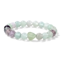 Elastisches Perlenarmband mit Herzanhänger und natürlichen farbigen Fluoritsteinen - Fluorit Herz