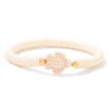Bohemian cream clay bead bracelet featuring a centered turtle charm with golden accents - Cream Style (CCA257-19cm)