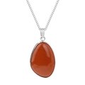 Natural red jasper gemstone teardrop pendant with a silver stainless steel chain necklace - Red Jasper Style (CCD075)