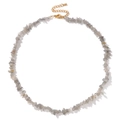 Handmade necklace with grey natural crystal shards and golden stainless steel lobster clasp - Irregular Chip Stone Necklace (CZ0124) / Labradorite