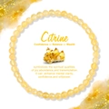 Detailansicht des 4mm Citrin Kristal-Armbands mit einer dekorativen Geschenkkarte - 19cm / Citrin
