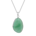 Minimalist green gemstone drop pendant necklace with durable stainless steel chain - Aventurine Style (CCD078)