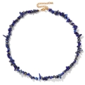 Necklace with irregular blue natural crystal stones and golden stainless steel clasp - Irregular Chip Stone Necklace (CZ0128) / Lapis Lazuli