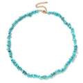 Irregular natural turquoise stone necklace with adjustable gold finish clasp chain - Irregular Chip Stone Necklace (CZ0129) / Blue Turquoise