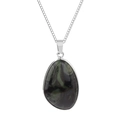 Silver necklace with teardrop Kambaba Jasper stone pendant and stainless steel chain - Kambaba Jasper Style (CCD082)