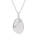 Minimalist white turquoise pendant necklace with silver stainless steel chain for women - Howlite Style (CCD083)