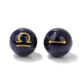 Blue sandstone constellation beads featuring golden Libra zodiac symbols for DIY jewelry making - Libra