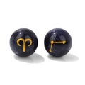 10mm Blaussandstein Perlen mit goldenem Widder Sternzeichen Symbol für DIY Schmuck - Widder