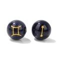 Blue sand stone Gemini zodiac 10mm beads with gold constellation symbols for DIY jewelry - Gemini