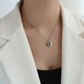 Silver heart padlock pendant necklace in minimalist stainless steel for women - Silver Lock Necklace - 40+5cm