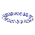 Blue and white porcelain beaded bracelet with elegant floral patterns and ceramic finish - Classic Blue White Porcelain Style (CCA901)