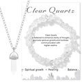 Clear quartz jewelry set featuring a hex pillar pendant necklace and crystal stone bracelet - Chip Bracelet + Hexagonal Point Necklace Set / Clear Quartz