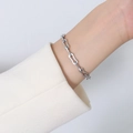 Bracelet chic en chaîne géométrique argentée en acier inoxydable poli pour femmes - Couleur Acier (E033-Bracelet 15+5cm)