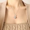 Silver geometric pendant necklace with liquid metal drop and white freshwater pearl - Steel