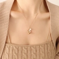 Minimalist 18K rose gold plated geometric pendant necklace with organic shape and pearl - Rose Gold