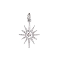 Detailed macro view of an eight-pointed star pendant with silver plating and white zircons - Silver Sun Compass Star Style (MDF581)