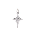 Macro shot of silver eight-pointed star pendant with sparkling cubic zirconia crystals - Silver 8-Point North Star Style (MDF580)