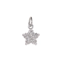 Close-up of silver star pendant charm with sparkling round zircons for DIY jewelry - Silver Rhinestone 5-Point Star Style (MDF579)