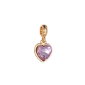 Golden heart pendant with lavender crystal stone for DIY handmade jewelry and necklaces - Pale Purple Crystal Heart (MDF560)